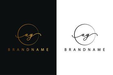 A G AG hand drawn logo of initial signature, fashion, jewelry, photography, boutique, script, wedding, floral and botanical creative vector logo template for any company or business.