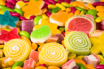 Fototapeta na wymiar Stack of multicolor sweet candy