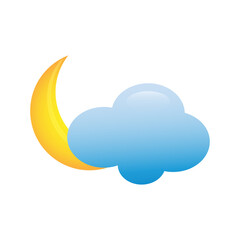 Moon and cloud weather web icon, meteorology shapes sign. Weather forecast vector icon.