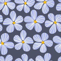 Simple floral background. Minimalist botanical seamless pattern. Stylized nature shapes. Scandinavian design. Fashion vector print with cartoon flowers