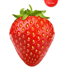 Strawberry realistic 3d vector illustration isolated on white background
