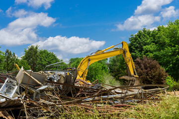 Material a construction debris waste after destruction demolition of building office