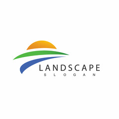 Landscape Logo Design Template, Suitable For Farm, Hotel And Travel Company Icon