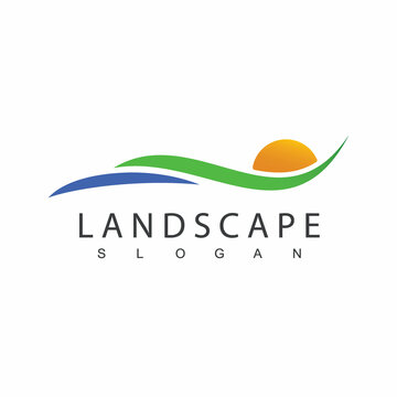 Landscape Logo Design Template, Suitable For Farm, Hotel And Travel Company Icon