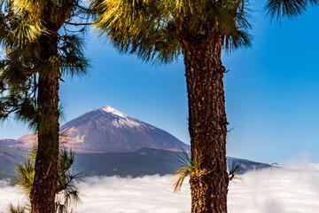 Paisaje con el pico del teide de fondo en la isla de Tenerife