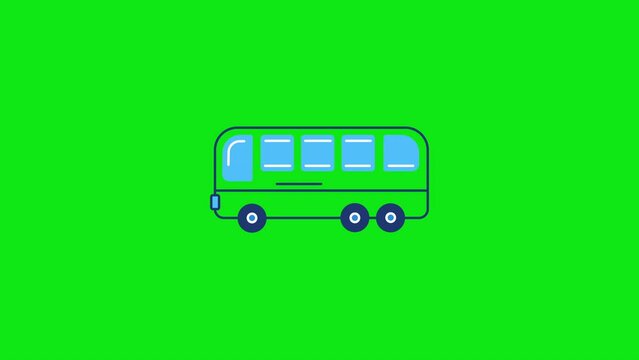 4k video of cartoon bus on green background.