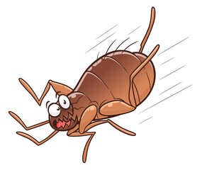 Cartoon flea running away. Cartoon flea series. 