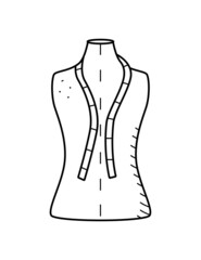 Mannequin icon tailor doodle style. Vector illustration of a female sewing mannequin.
