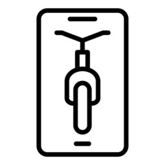 Smartphone bike rent icon outline vector. Parking lot. Rack place