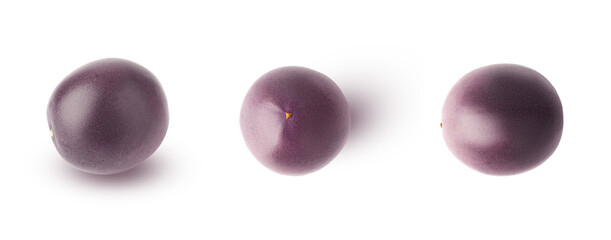 Passion fruit. Three passion fruits from different angles, isolated on a white background.