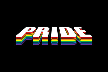 Happy Pride Day concept for LGBTQ community. LGBT Pride Typography Vector. Pride Text with LGBTQ Rainbow Flag Color.