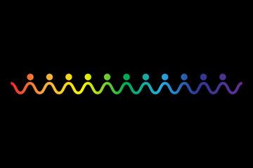Inclusion and diversity infographic LGBTQ+ vector set, people vector logo for website, banner gay pride month 2022 concept, colorful rainbow line art vector isolated on black background