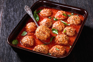 Porcupine Balls, ground beef and rice meatballs