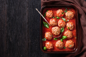 Porcupine Balls, ground beef and rice meatballs - obrazy, fototapety, plakaty