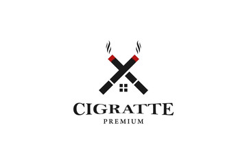 Flat cigarette industry factory logo design vector graphic symbol icon illustration creative idea