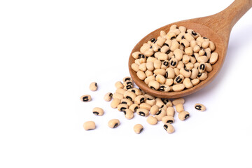 White cow pea (Black eye pea) beans isolated on white background.