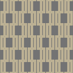 Seamless geometric grey and golden background for your designs. Modern vector ornament. Geometric abstract pattern