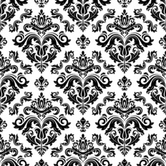 Classic seamless vector pattern. Damask orient ornament. Classic vintage black and white background. Orient pattern for fabric, wallpapers and packaging