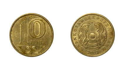 Ten Kazakhstani tenge coin of 2002