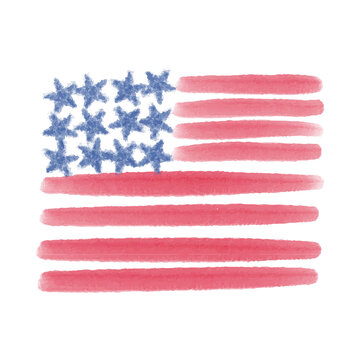 Vector illustration of American flag painted in watercolor.