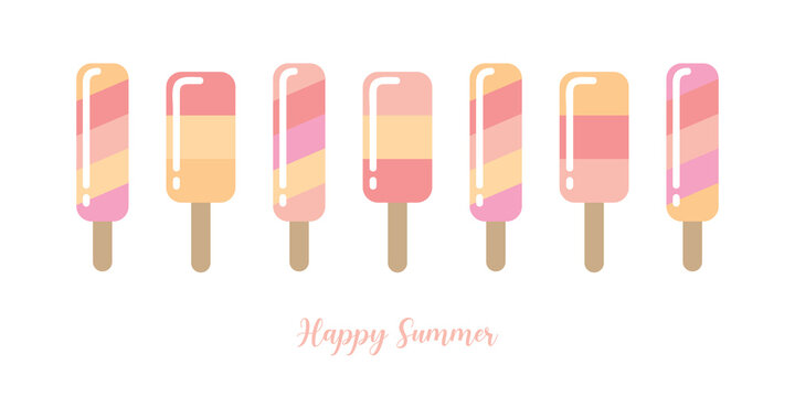 happy summer holiday banner design with lollipop ice cream
