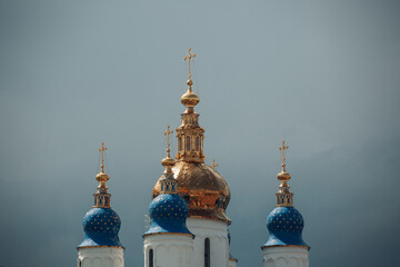 Tobolsk Kremlin in rainy weather, Ancient Russia