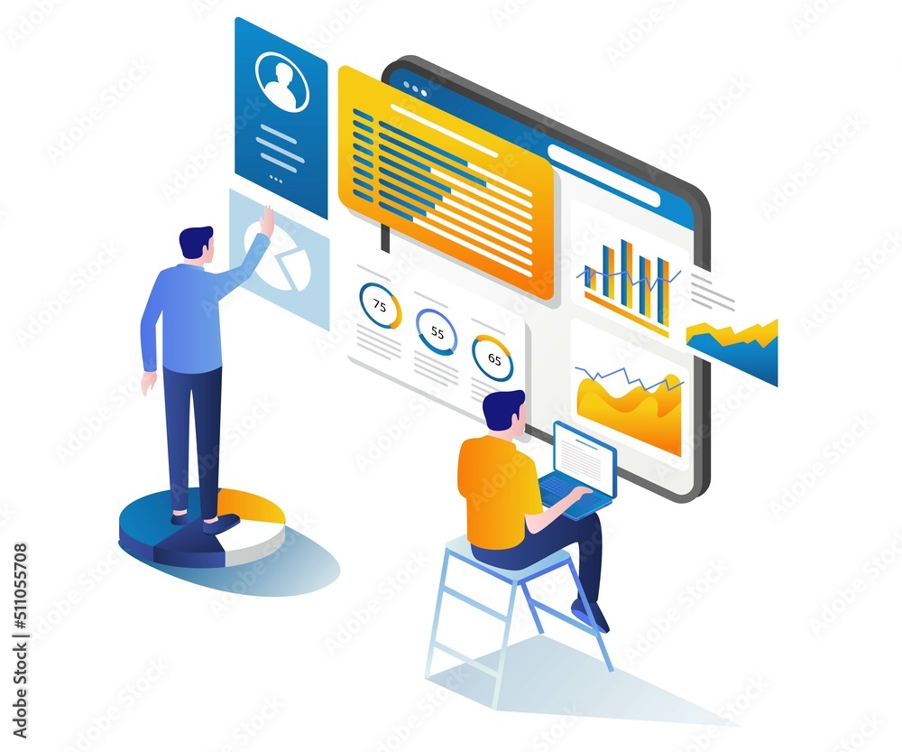 Poster High-tech digital transformation data analysis monitoring team