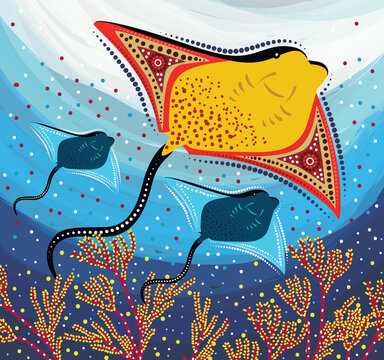 Stingray aboriginal art - Vector
