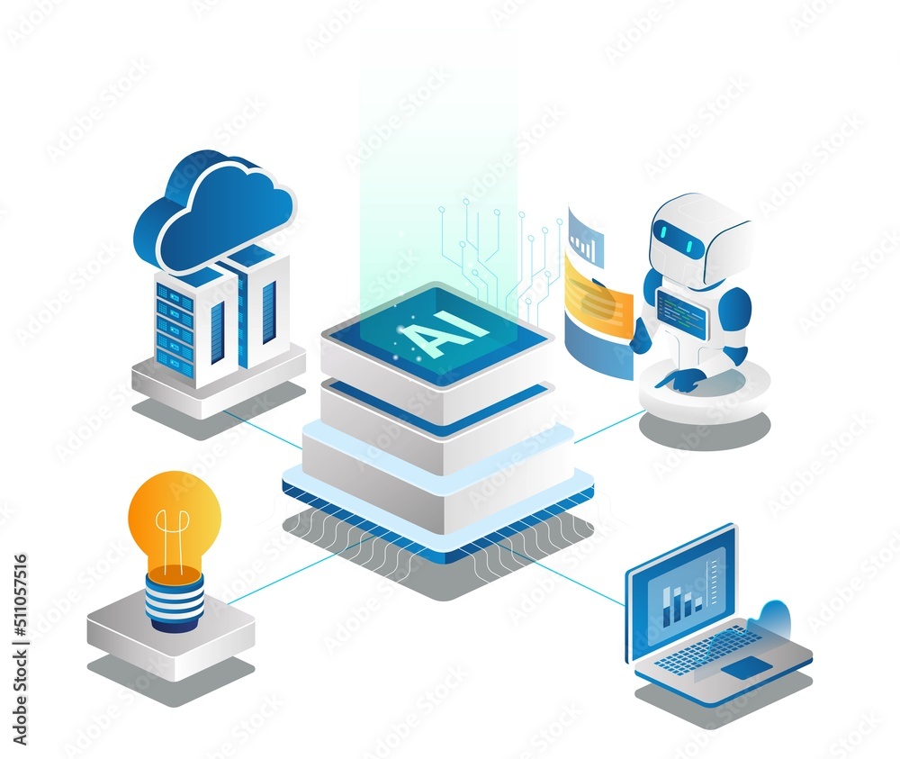 Aufkleber artificial intelligence with robots