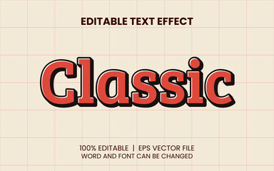 classic text effect with 3d style editable font