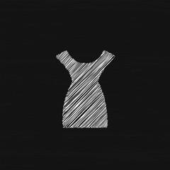 White dress sketch vector icon. Women's clothing