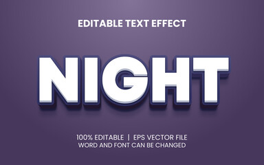 night 3d editable text effect template