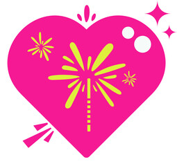 Red Love Heart Shape Graphic Icon Firework Vector Element Symbol Sticker Art Illustration Design