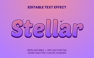 stellar text effect with realistic cute style editable font