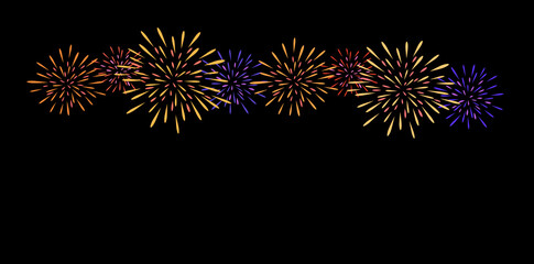 Illustration of fireworks at night. 花火のイラスト　夜