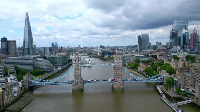 London Tower Bridge, River Thames and City of London from above - travel photography