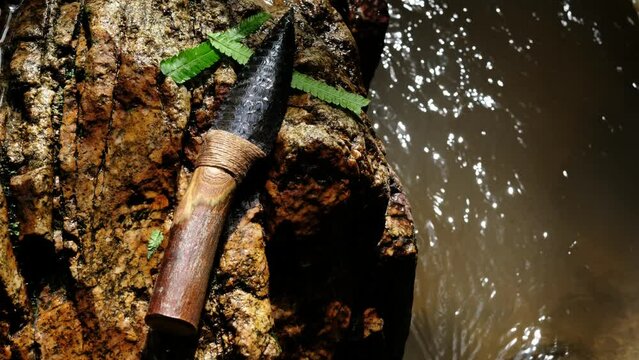 Obsidian has been long prized by Native Americans as a substance that can be formed into a knife blade or tool through a rock flaking process