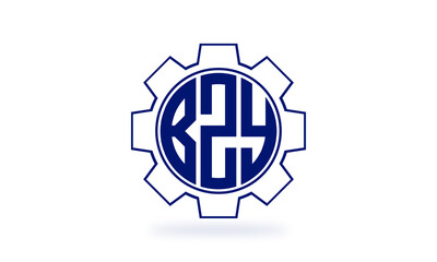 BZY three letter industrial logo with gear icon logo design vector template. mechanical logo | servicing logo | engineering logo | initial letter logo | flat logo | minimalist logo | wordmark logo |	
