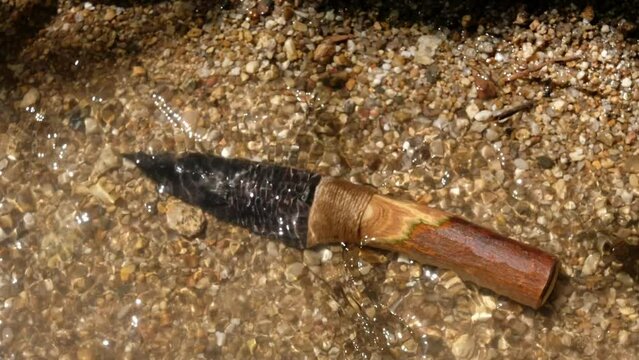 Obsidian has been long prized by Native Americans as a substance that can be formed into a knife blade or tool through a rock flaking process