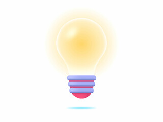 minimal 3d cartoon style yellow light bulb icon. Idea, solution, business, strategy concept.