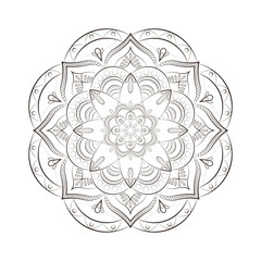 Round mandala for Design Coloring book page antistress