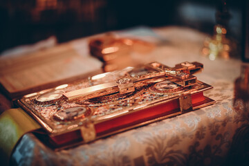 old books on a wooden table