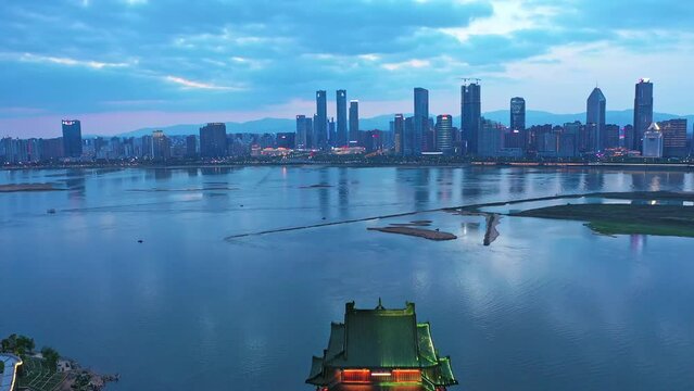 Aerial photography of Tengwang Pavilion scenic spot in Nanchang, Jiangxi, China