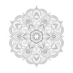 Round mandala for Design Coloring book page antistress
