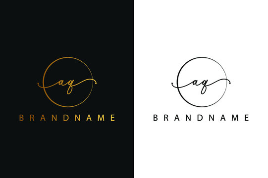 A Q AQ hand drawn logo of initial signature, fashion, jewelry, photography, boutique, script, wedding, floral and botanical creative vector logo template for any company or business.