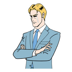 アメコミタッチの泣いてるビジネスマン