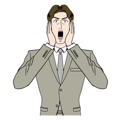 アメコミタッチのショックを受けるビジネスマン