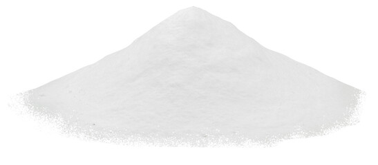 Soda, flour, salt or sugar are poured in slides. Heap of white powder isolated on white background. - 511063935