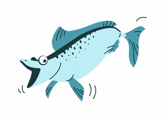 Create your own unique design or logo with this template. Character design in trendy colors. Funny fish for product design related to the production of fish products or fishing.