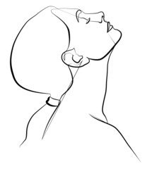 Female carton figure isolated on white background.